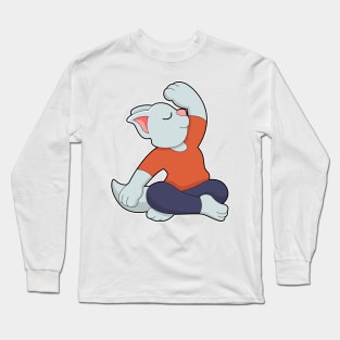 Cat at Yoga in Cross legged Long Sleeve T-Shirt